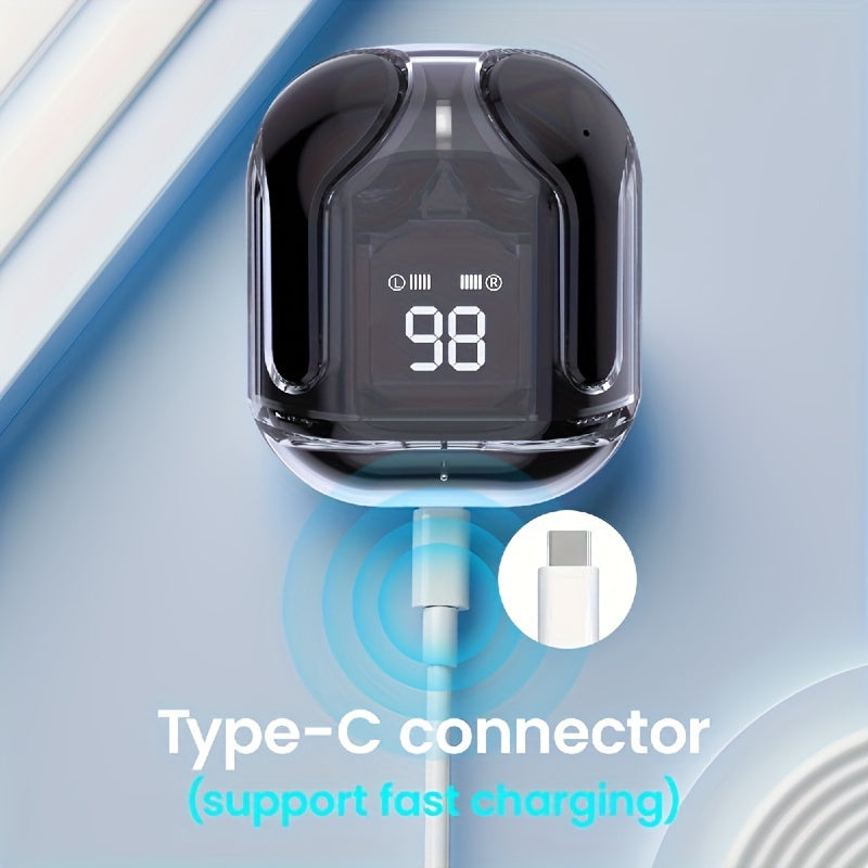 Новые прозрачные TWS беспроводные наушники с сенсорным управлением, LED-дисплеем и 8D Dolby Audio для всех смартфонов. Идеально подходят для игр, музыки, спорта и бизнеса.