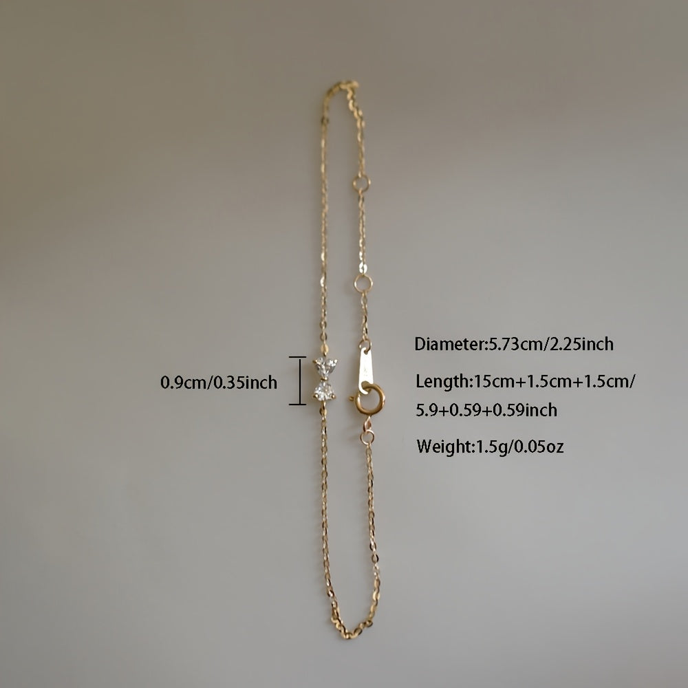 Pulsera de plata 1.5g S925 con diseño de mariposa brillo dorado regalo de San Valentín para novia