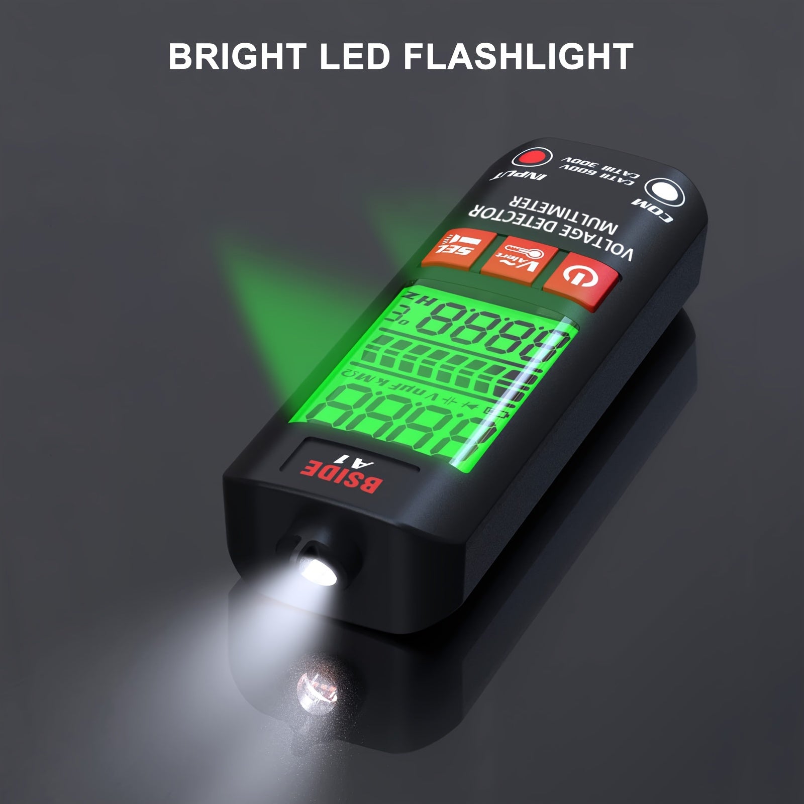 Digital Multimeter with Non-Contact Voltage Tester and Flashlight for Voltage, Current, Resistance, Temperature
