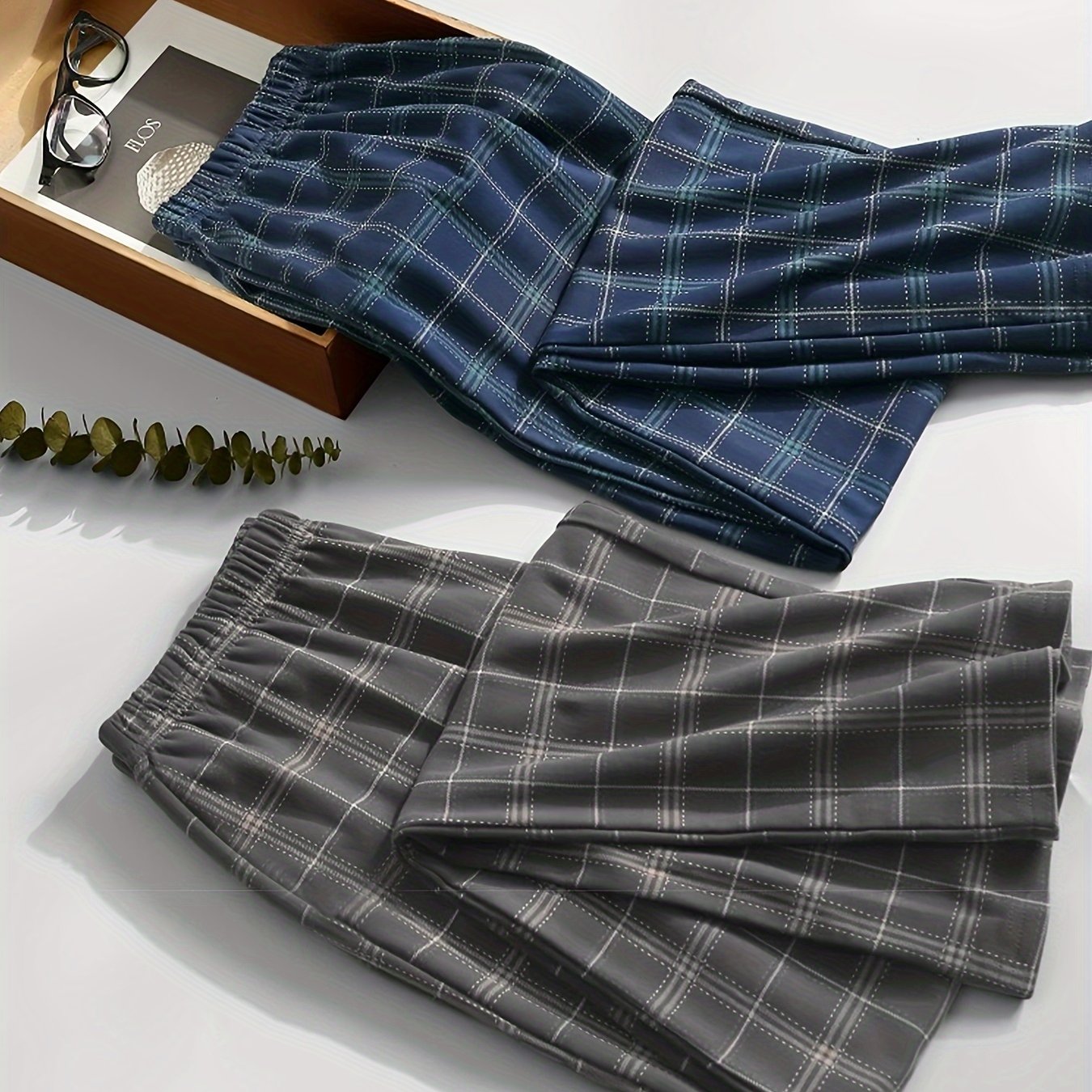 Men's Plaid Lounge Pants Ultra-Soft Stretchy Waist Relaxed Fit Casual Sleepwear