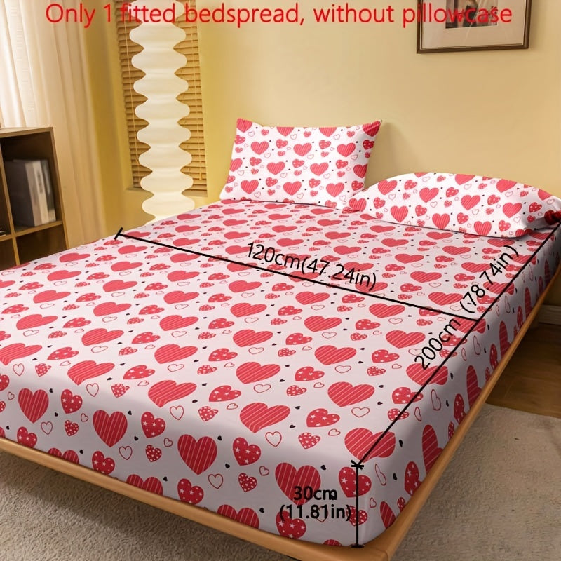 Simple Love Print Brushed Fitted Sheet Deep Pockets Soft Mattress Protector for Bedroom or Guest Room