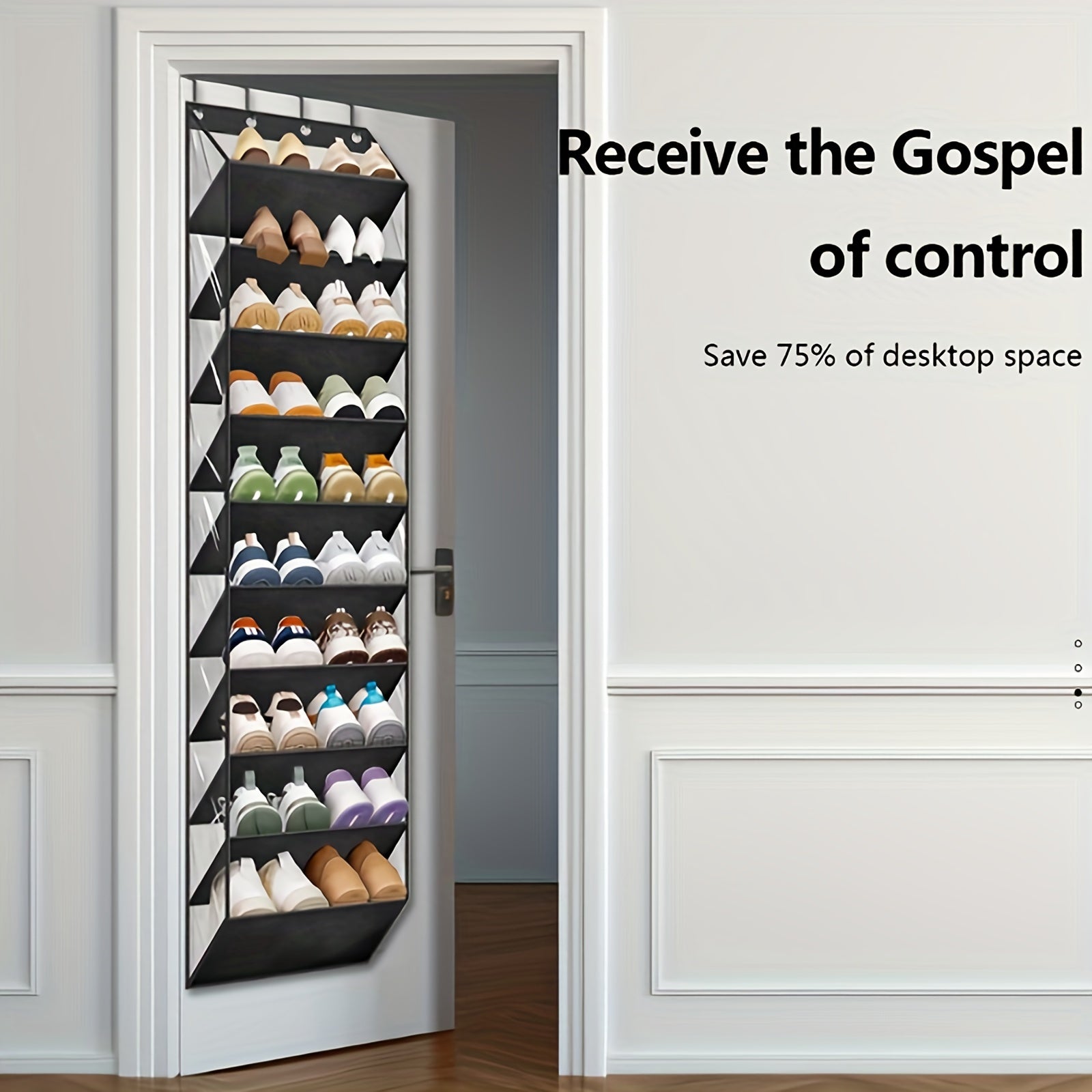 Over-the-Door Shoe Organizer 20 Pairs 10-Tier Foldable Plastic Closet Storage