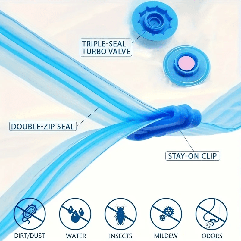 Большие вакуумные мешки для хранения с ручным насосом 101,6 см x 152,4 см, герметичная компрессия, пылезащитные, влагозащитные