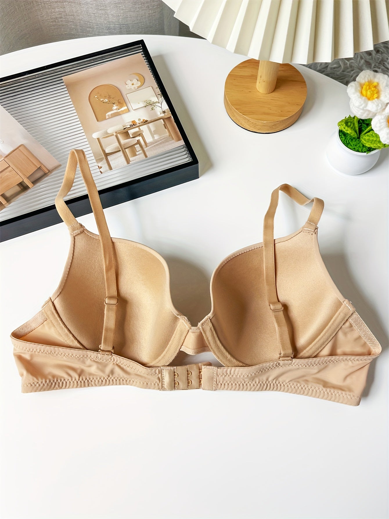 Women’s Seamless Underwire Push Up Bra with Cross Straps and Comfortable Fit