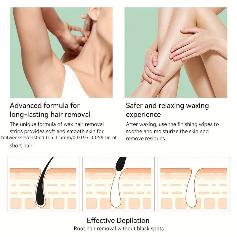 Унисекс одноразовые полоски для удаления волос с воском из алоэ вера, 30 листов