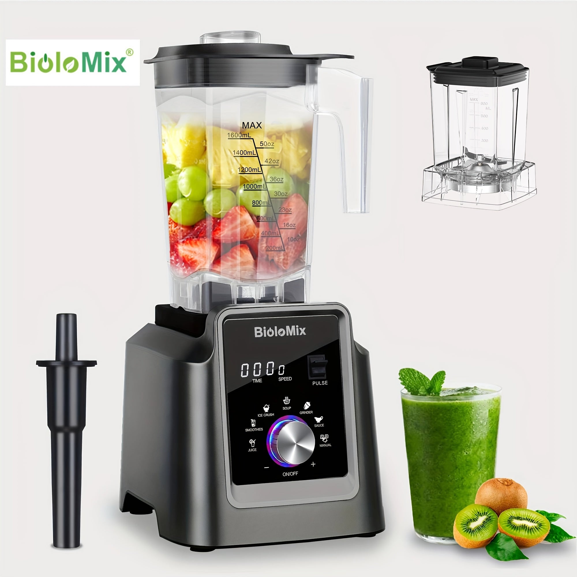 2200W raqamli tijorat blenderi, sharbat chiqaruvchi, oziq-ovqat protsessori, 2L, BPA-free, oson tozalash