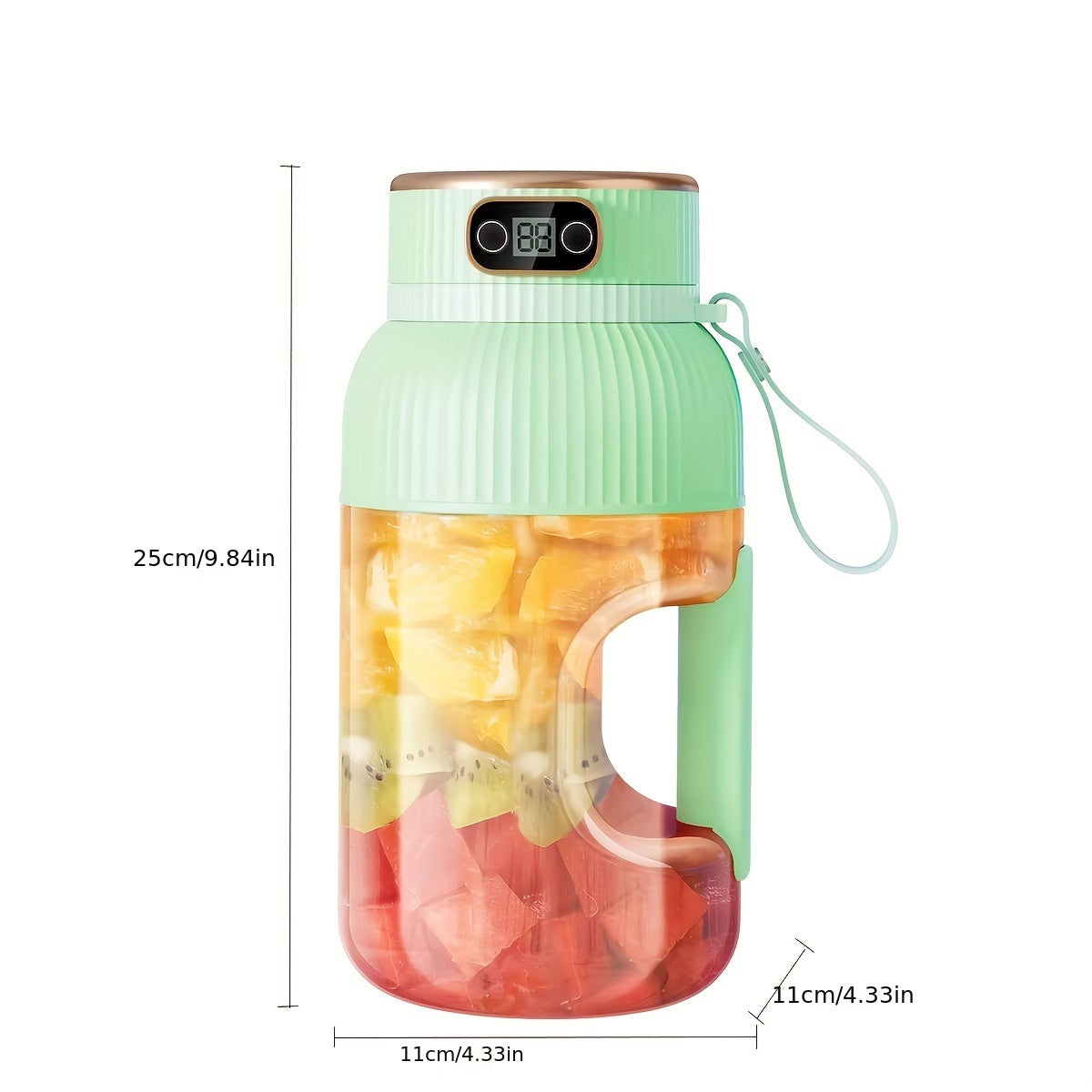 Portable Juicer Cup 1200ml with Lids Silicone Straw Type-C Charging