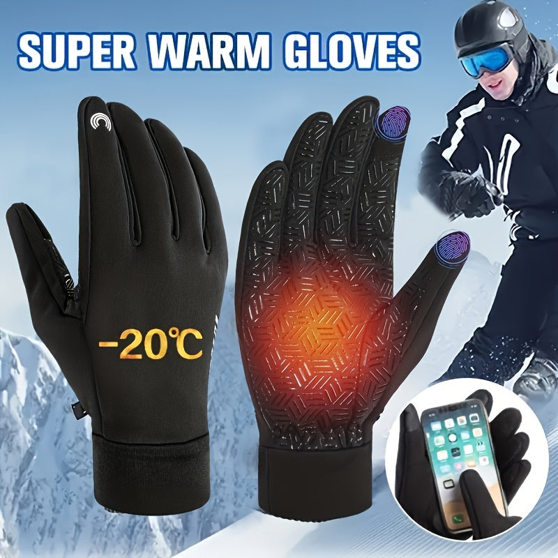 Winter Cycling Gloves Men Women Two-Finger Silicone Reflective Strips