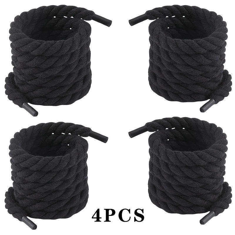 Unisex Woven Shoelaces 4 Pairs Durable Lightweight Canvas Sneakers Bold Colors