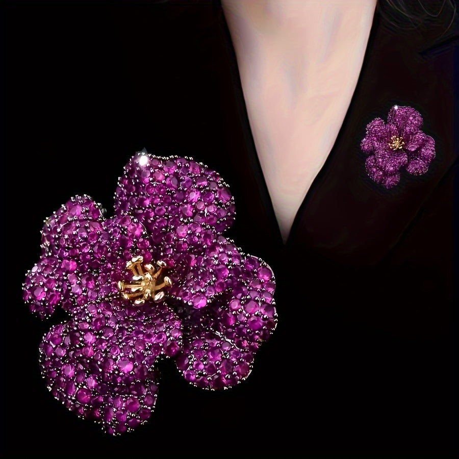 Elegant Flower Brooch Rhinestone Jewelry Christmas Gift for Women