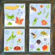 Two Static Electricity Glass Stickers Insect and Flower Decor 29.97cm x 20.07cm