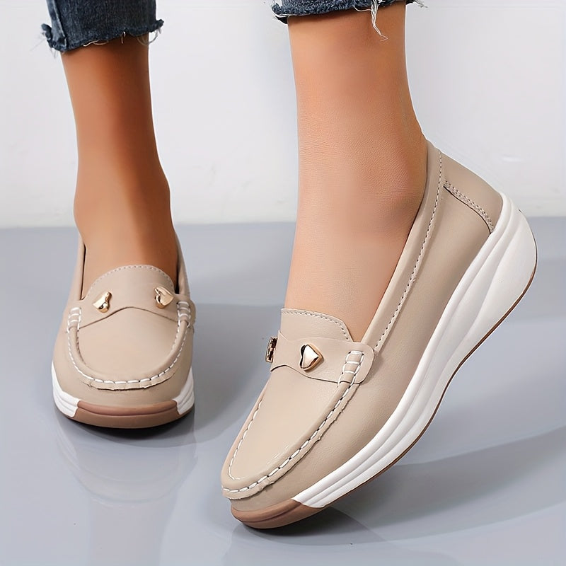 Women's Black Loafers with White Sole Slip-On Flats Casual All-Season