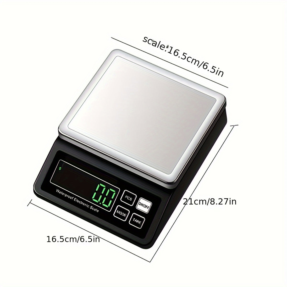 High-Precision Digital Kitchen Scale USB Rechargeable Stainless Steel 33lb