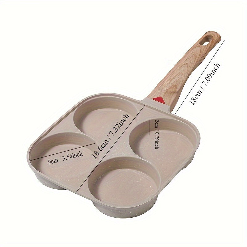 Egg Pan with Four Holes Non-Stick Flat Bottom Small Breakfast Pan for Pancakes