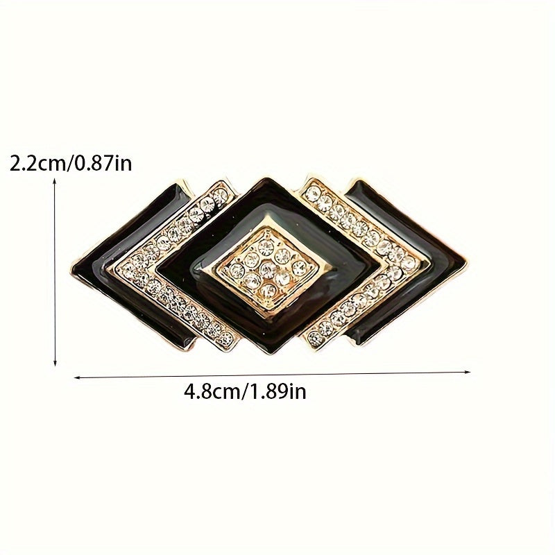 Retro Geometric Brooch with Rhinestones for Special Events