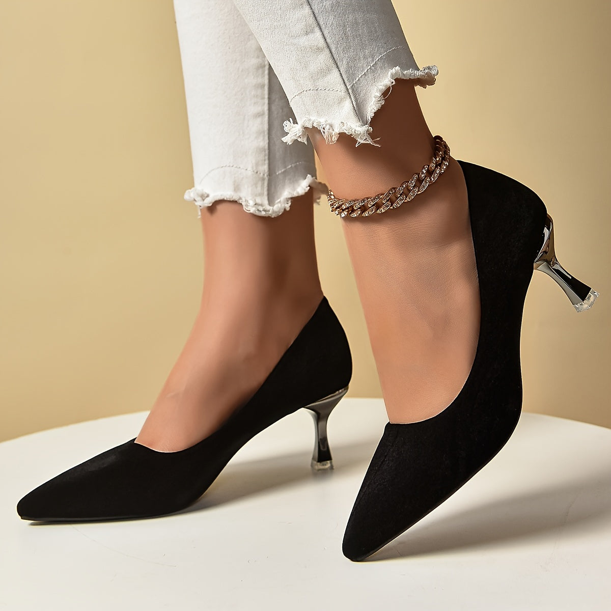 Women's Solid Color Point Toe Stiletto Heels for Wedding and Formal Occasions