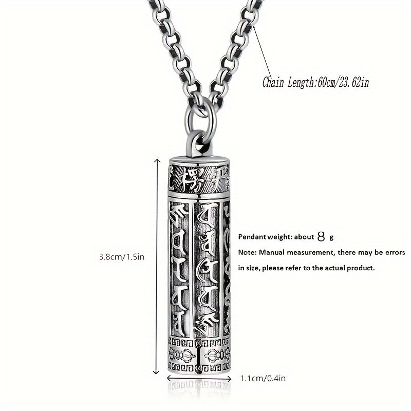 Mysterious Six-Character Pendant Necklace Silver Jewelry for Women