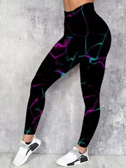 Leggings de talla grande con estampado floral y cintura alta para mujer poliéster casual para todas las estaciones