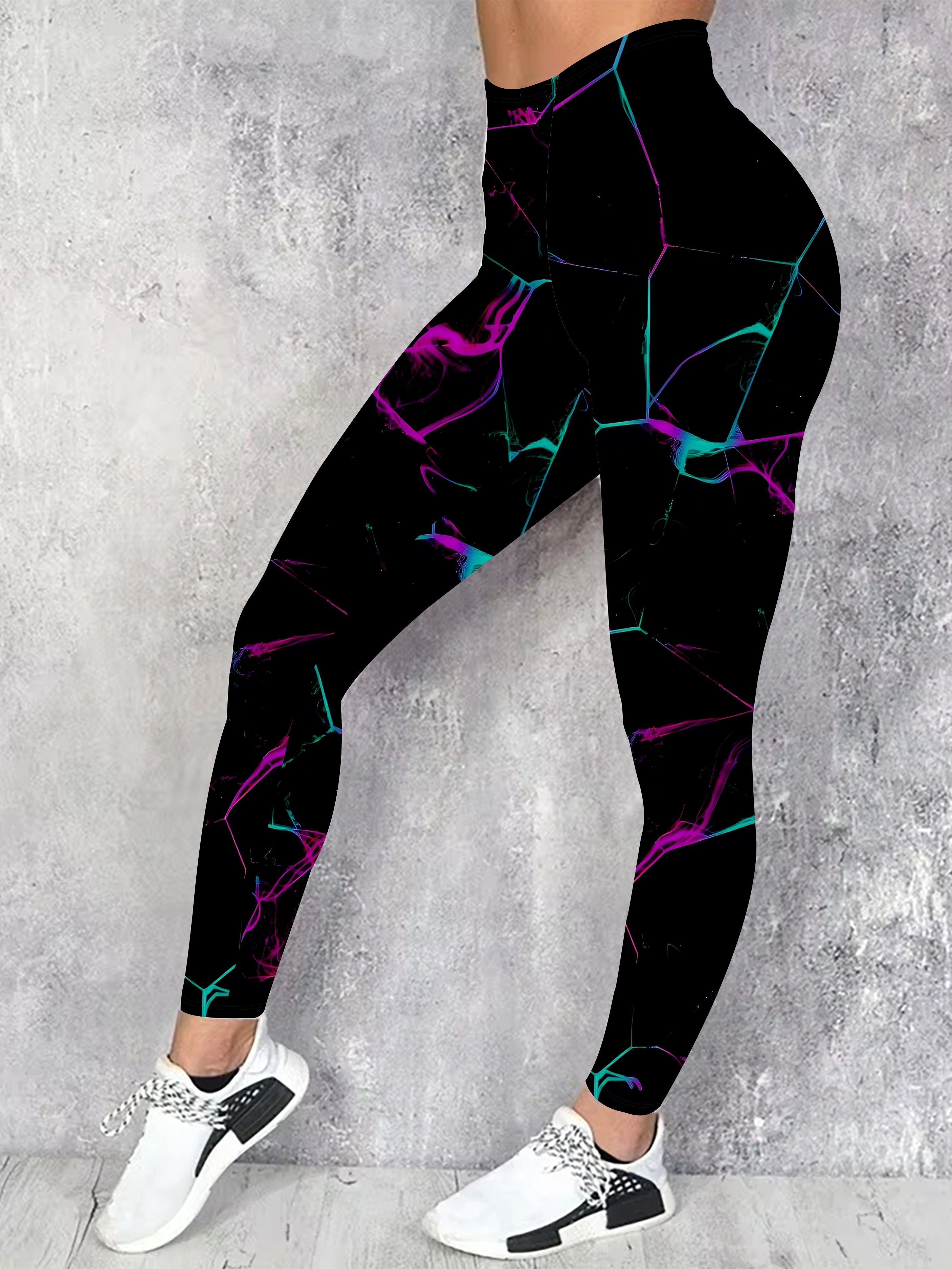 Leggings de talla grande con estampado floral y cintura alta para mujer poliéster casual para todas las estaciones