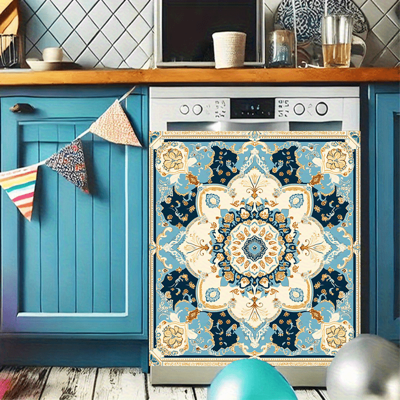 Turkiston Ko'k Vintage Qaynatgich Magnit Suv o'tkazmaydigan PVC Saroy uslubi 58.5x65 sm