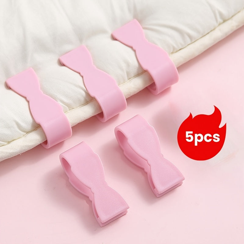 Set of 5 Pink and Blue Bed Cover Clips No-Sew Blanket Holders Anti-Slip Bedding Corners Hand Washable