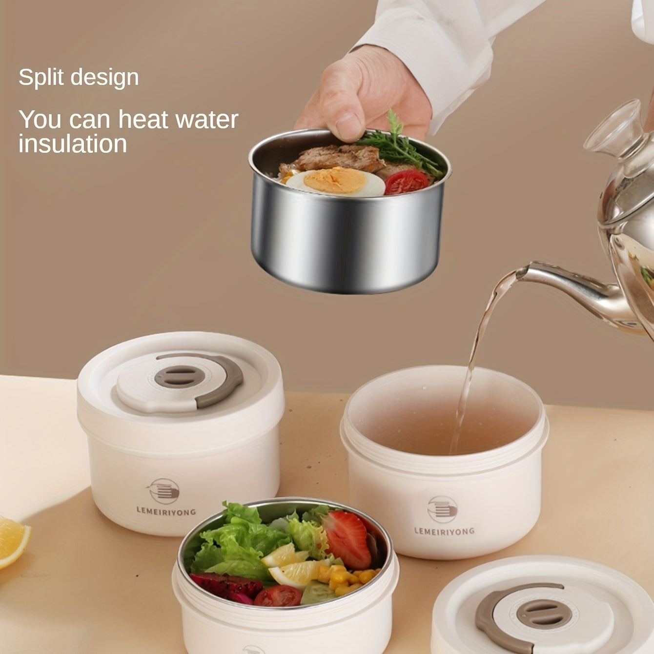 Stainless Steel Izolyatsiyalangan Ovqat Qutisi To'plami, Suv O'tkazmaydigan, Stackable, Mikrotolqinli pech uchun xavfsiz, Maktab va Tabiatga Sayohat uchun