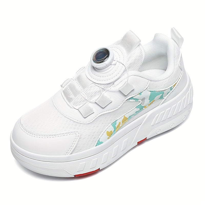 Qizlar uchun zamonaviy pastki rolikli skateboard poyabzallari, aylanuvchi tugma bilan, ichki/tashqi partiyalar uchun tortiladigan rolikli konkilar, yil davomida.