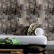 Vinyl Wallpaper 3D Square Shapes Striped Pattern Self-Adhesive DIY for Bedrooms Living Rooms Dining Rooms
