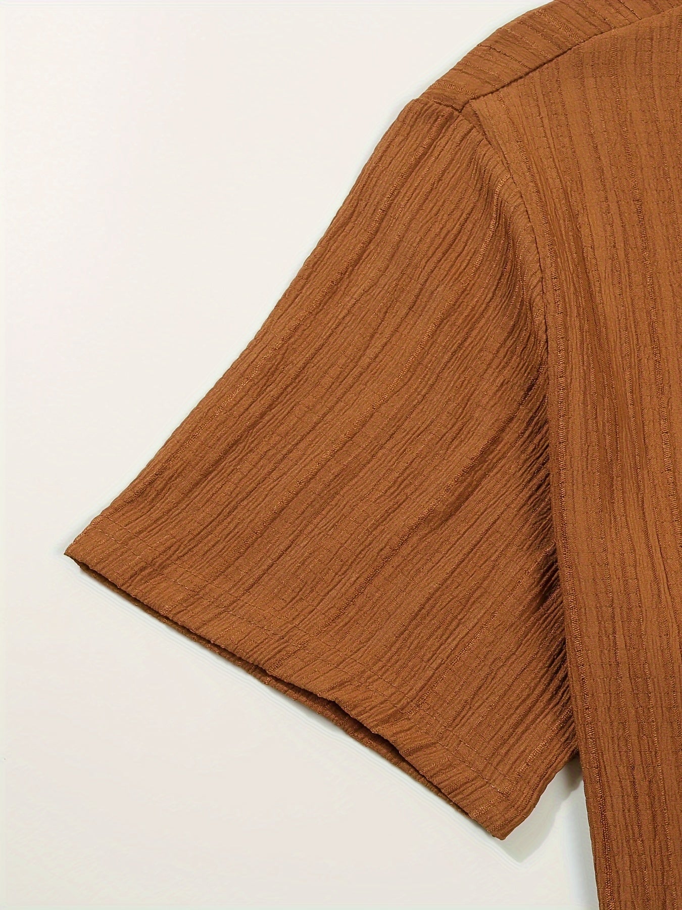 Men's Short Sleeve Striped Sweatsuit Set with Button Collar and Elastic Waist Pants Summer Woven Polyester Spandex