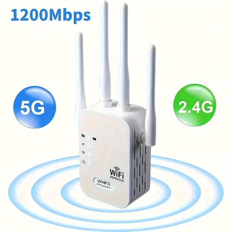 WiFi Range Extender 1200Mbps Dual Band Signal Booster with Ethernet Port Repeater Mode