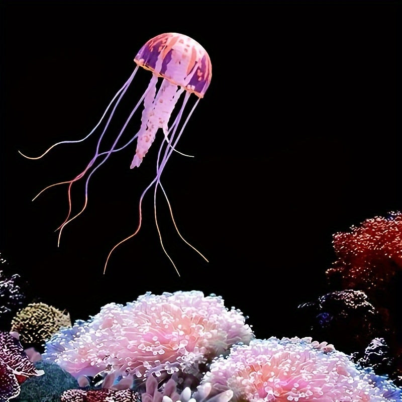 Silicone Jellyfish Aquarium Ornament for Fish Tank Decoration Glowing Artificial Decor