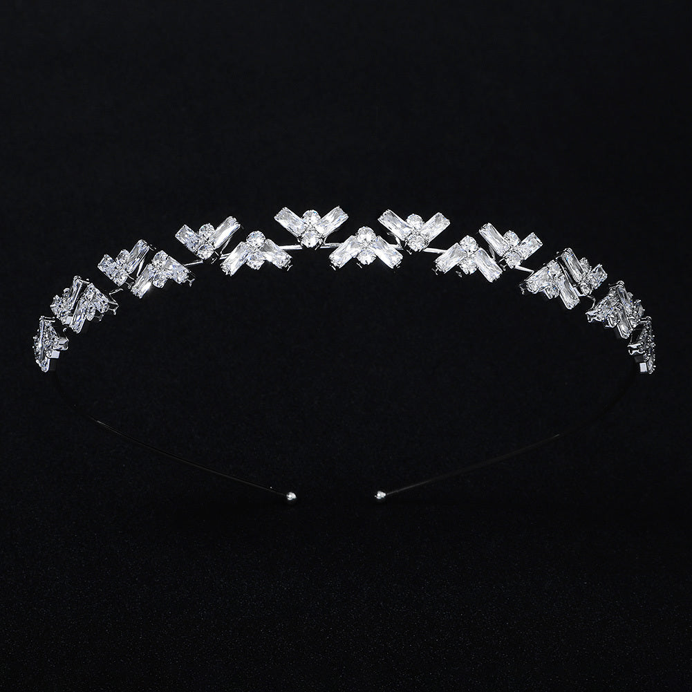Silvery Rhinestone Crystal Hairband with Faux Pearls for Bridal Parties Weddings