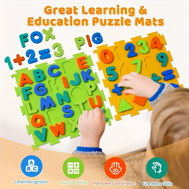 Set of 10 Sensory Mats for Children Educational Silicone Number and Alphabet Puzzles Orthopedic Massage Mat