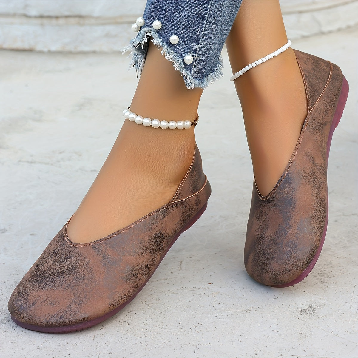 Women's Slip-On Flats Soft PU Loafers Non-Slip Sole Casual Shoes