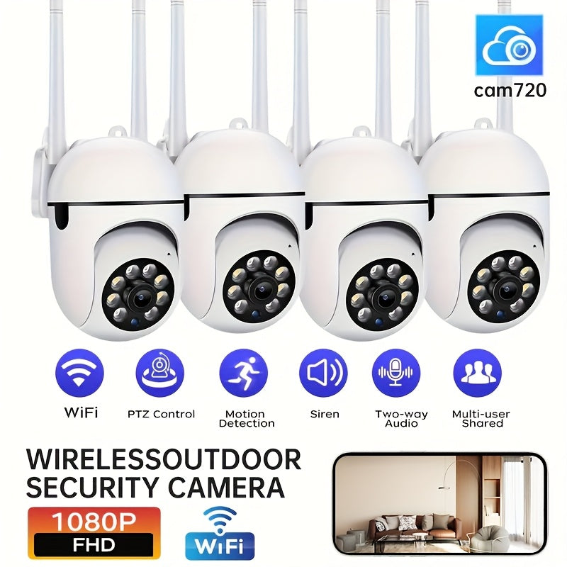 1080P Full HD Security Camera with Color Night Vision Two-Way Audio Pan Tilt Zoom Wi-Fi Indoor Outdoor
