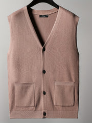 Men's Oversized Knitted Sweater Viscose Cardigan Vest for Autumn Winter