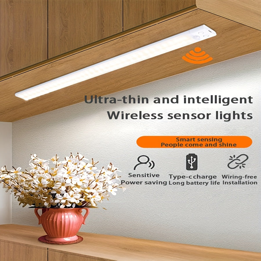 Rechargeable LED Motion Sensor Wall Light with Adjustable Brightness and Infrared Sensing for Closets and Stairways