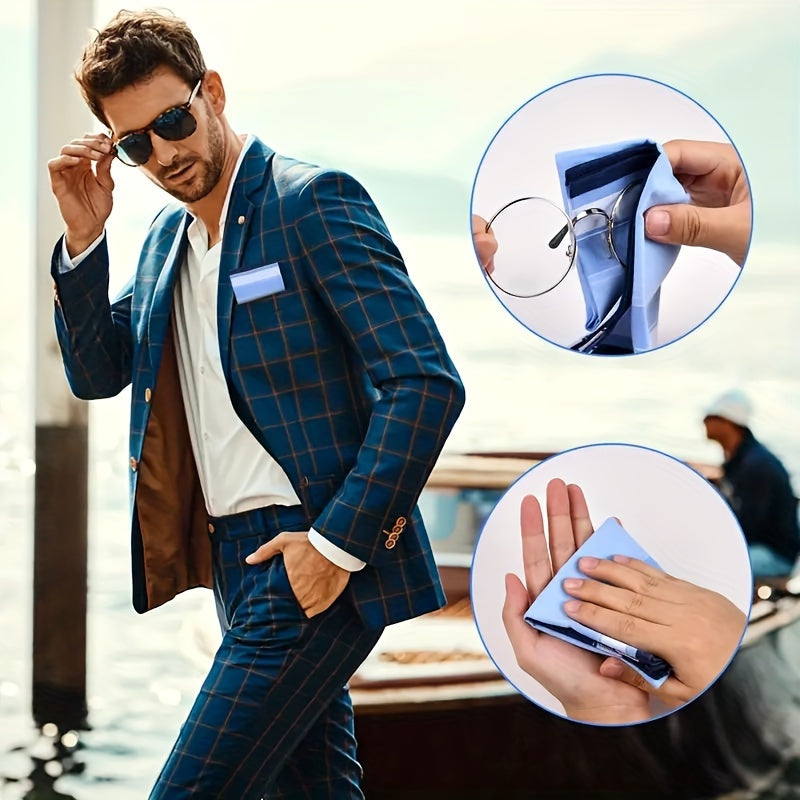 Set of 12 Men's Cotton Handkerchiefs Pocket Squares with Plaid Design