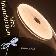 Светодиодная неоновая лента теплого белого цвета с питанием от USB, 200 см гибкого освещения с управлением кнопкой для различных пространств, не требует батареек или пульта.