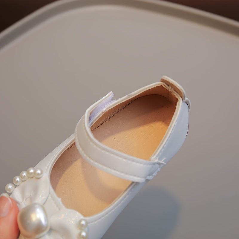 Zapatos Mary Jane para niñas con lazo de perla, ligeros y transpirables para fiestas y bodas
