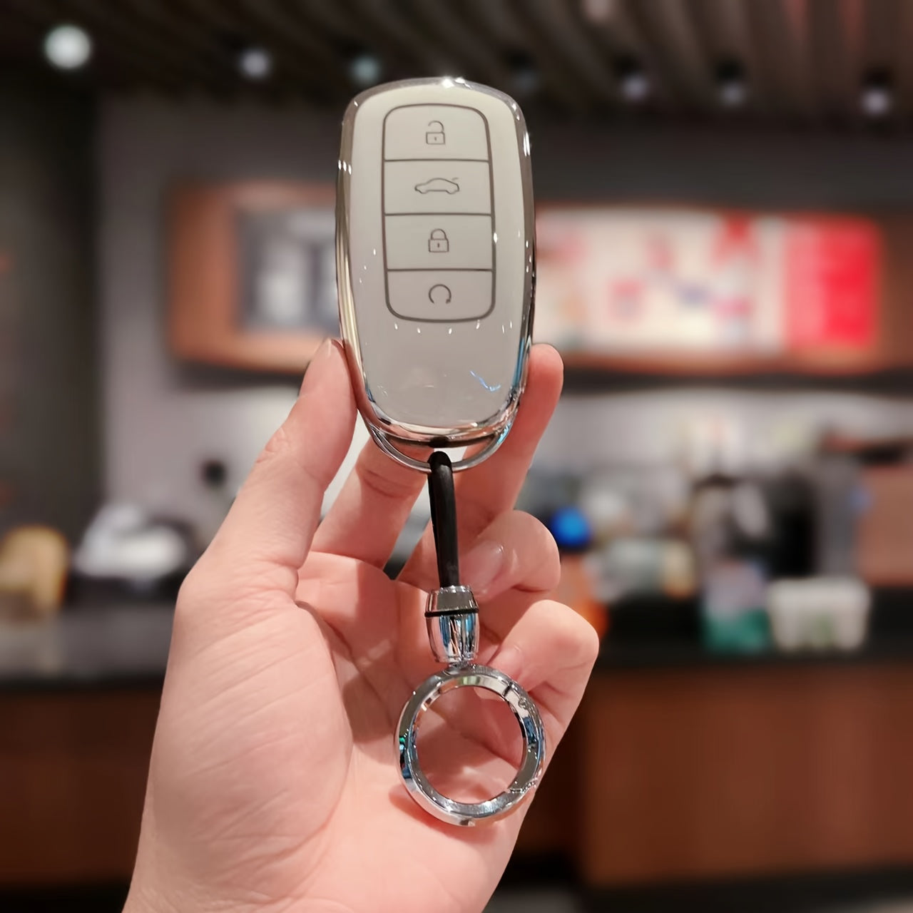 Car Key Cover TPU Scratch-Resistant Protective Case for Fob with Clear Buttons