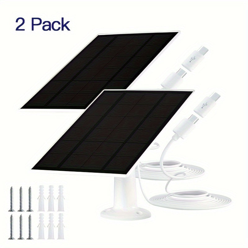 High-Efficiency Solar Panel Charger with USB and Micro USB Ports for Security Cameras and Wireless Doorbells