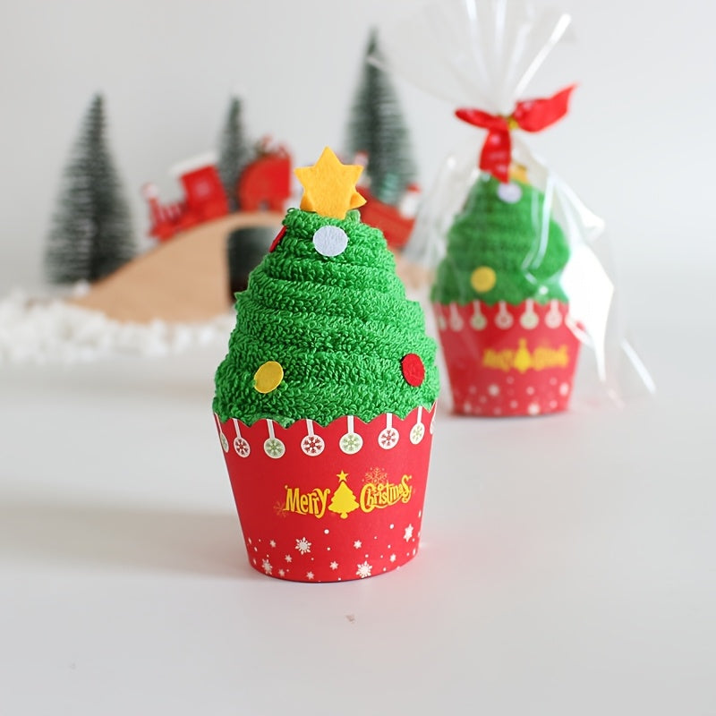 Cotton Christmas Tree Kitchen Towel Modern Style Machine Washable Fade-Resistant Embroidery