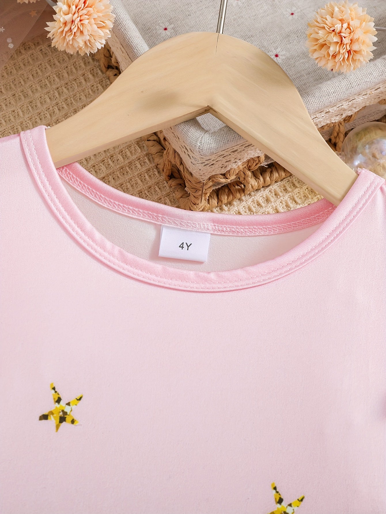 Girls' Polyester Unicorn Dress with Flutter Trim for Spring and Summer