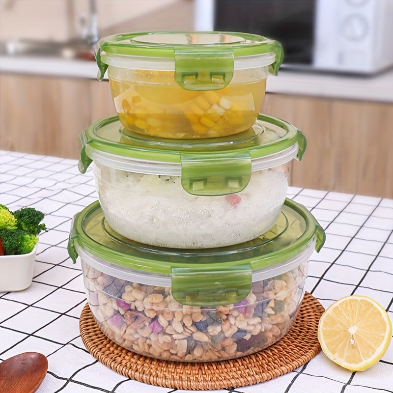 Set of 4 Plastic Food Storage Bowls with Lids Microwave Safe Reusable Kitchen Containers