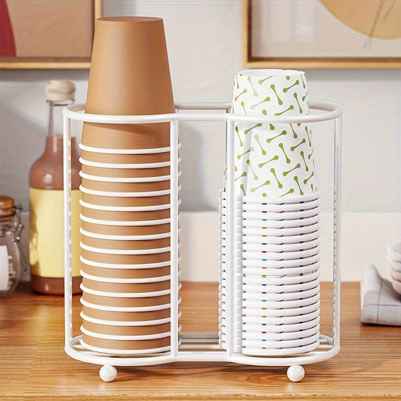 Double Tube Disposable Cup Dispenser for Spa Home Office Bar Cafe Sturdy Space-Saving Cup Holder