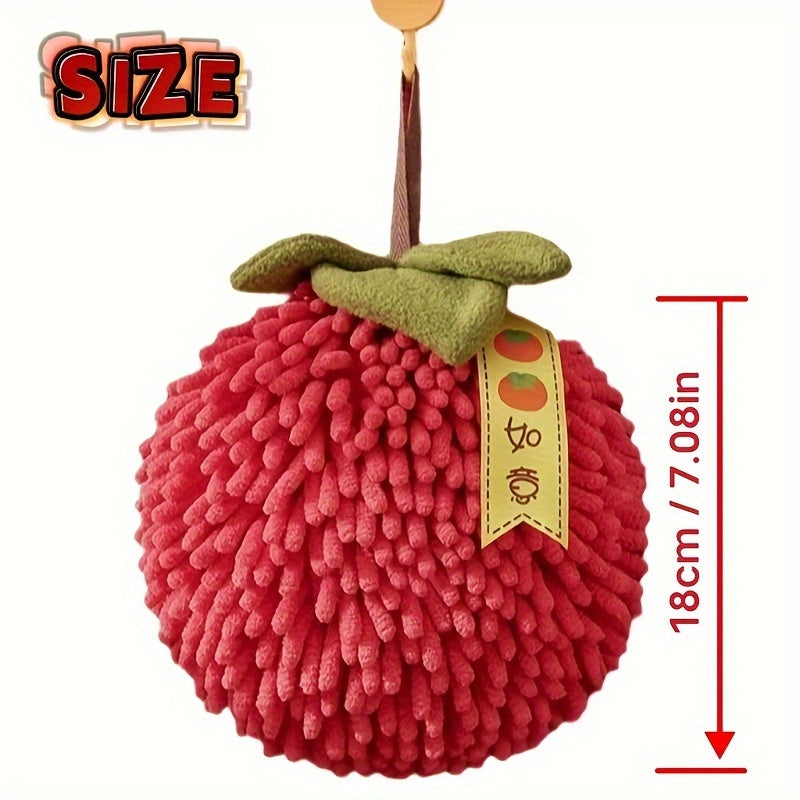 Persimmon-Shaped Chenille Towel Ultra-Soft Absorbent 3500gsm Decorative Green Ribbon Gold Coin