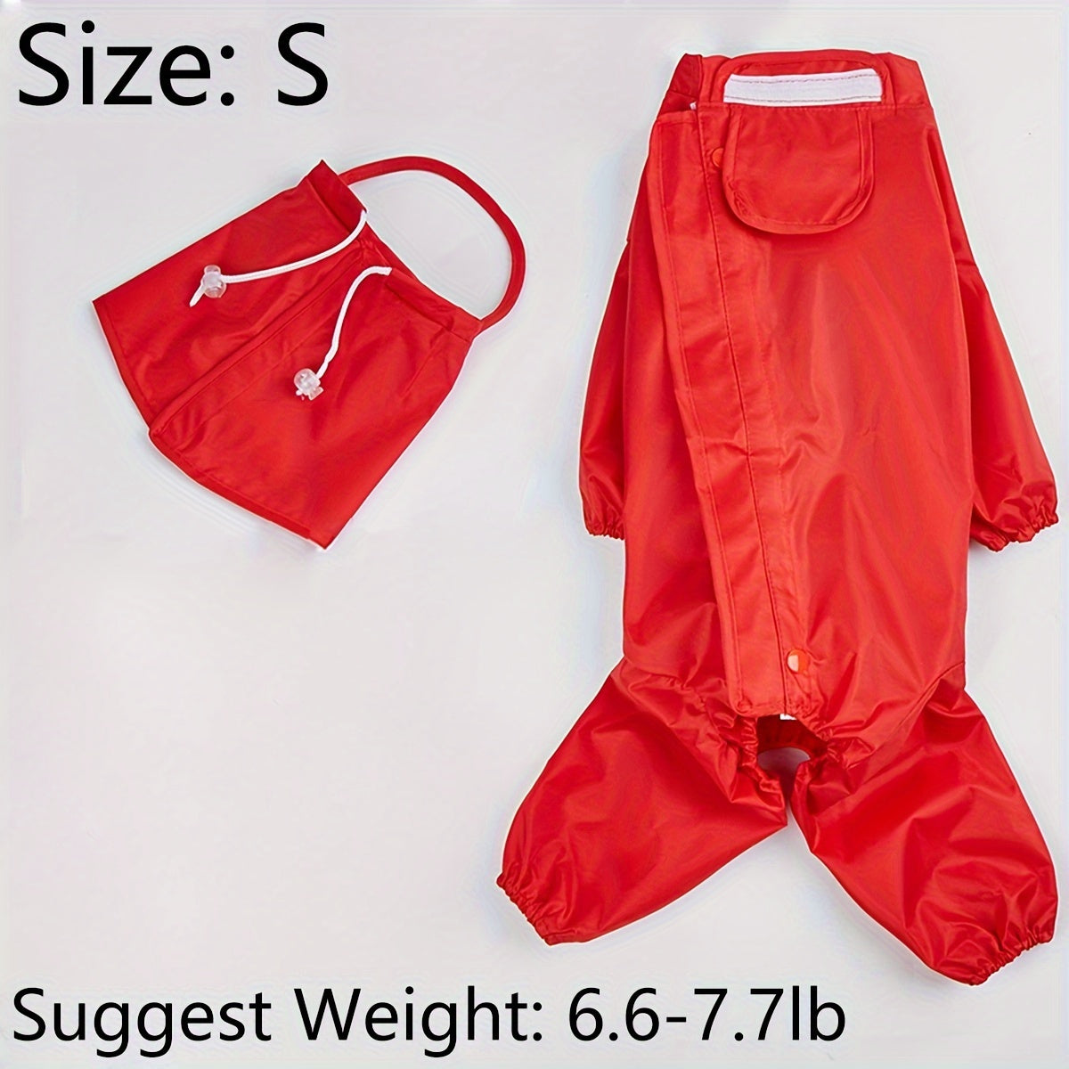 Large Red Dog Raincoat Waterproof Woven Polyester for Medium and Small Dogs