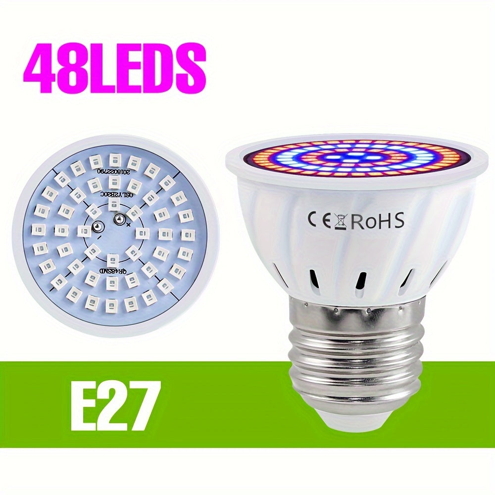E27 LED Grow Light Bulb Full Spectrum Hydroponic Indoor Plant Lighting Red Blue UV IR 48/60 LEDs