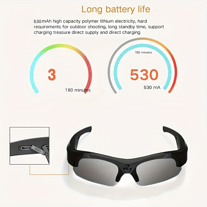 Gafas inteligentes de vídeo HD 1080P con tarjeta de 32GB, impermeables, visión nocturna, inalámbricas para ciclismo, senderismo y conducción